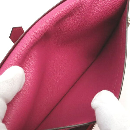 HERMES Beant Soufflé Chevre Fuchsia Pink Long Wallet Size ONE SIZE