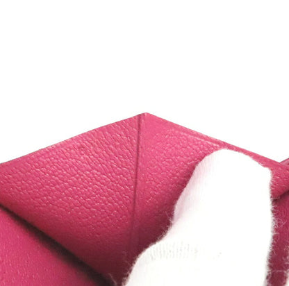 HERMES Beant Soufflé Chevre Fuchsia Pink Long Wallet Size ONE SIZE