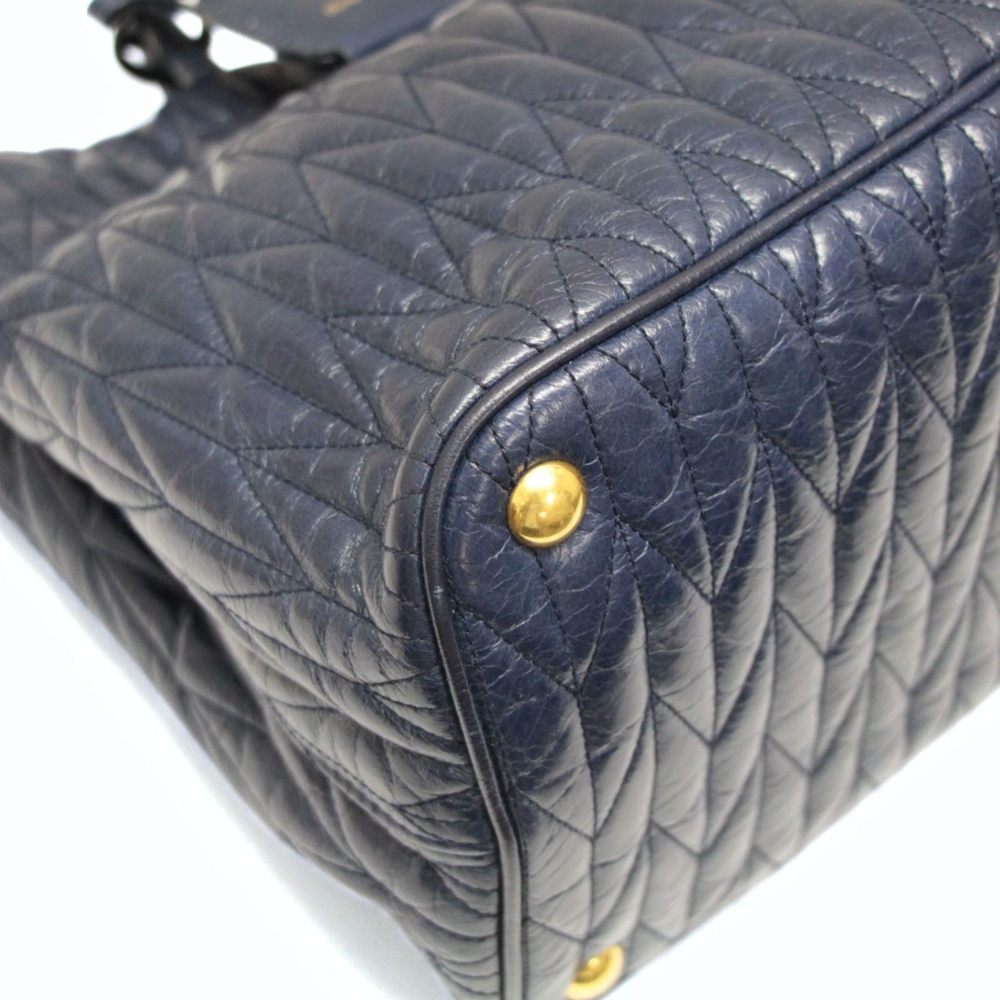 miumiu Matelasse Leather 2-Way Bag Navy Size ONE SIZE