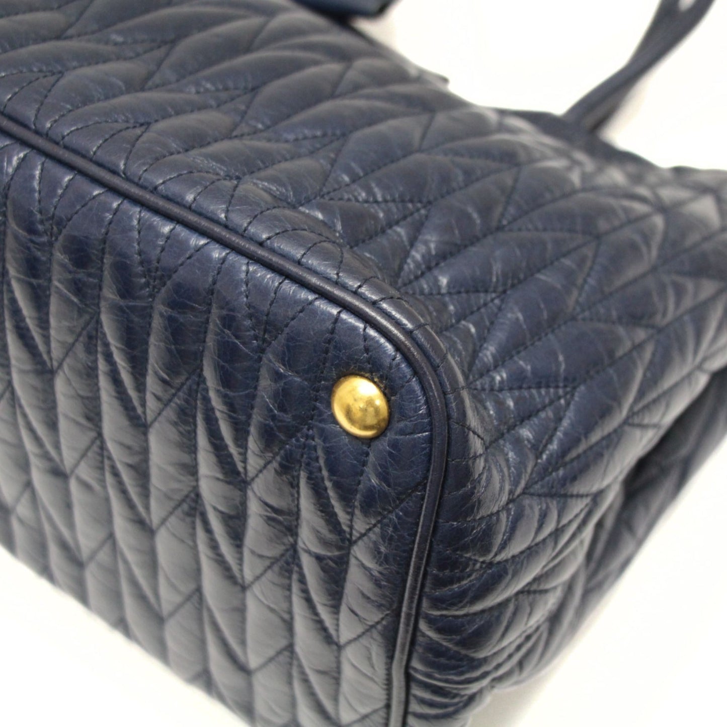 miumiu Matelasse Leather 2-Way Bag Navy Size ONE SIZE
