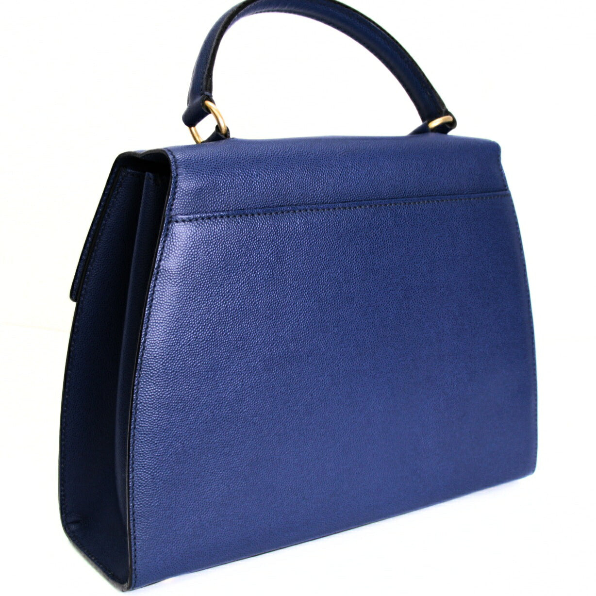 CELINE Vintage Triomphe Leather 2-Way Bag Blue Size ONE SIZE