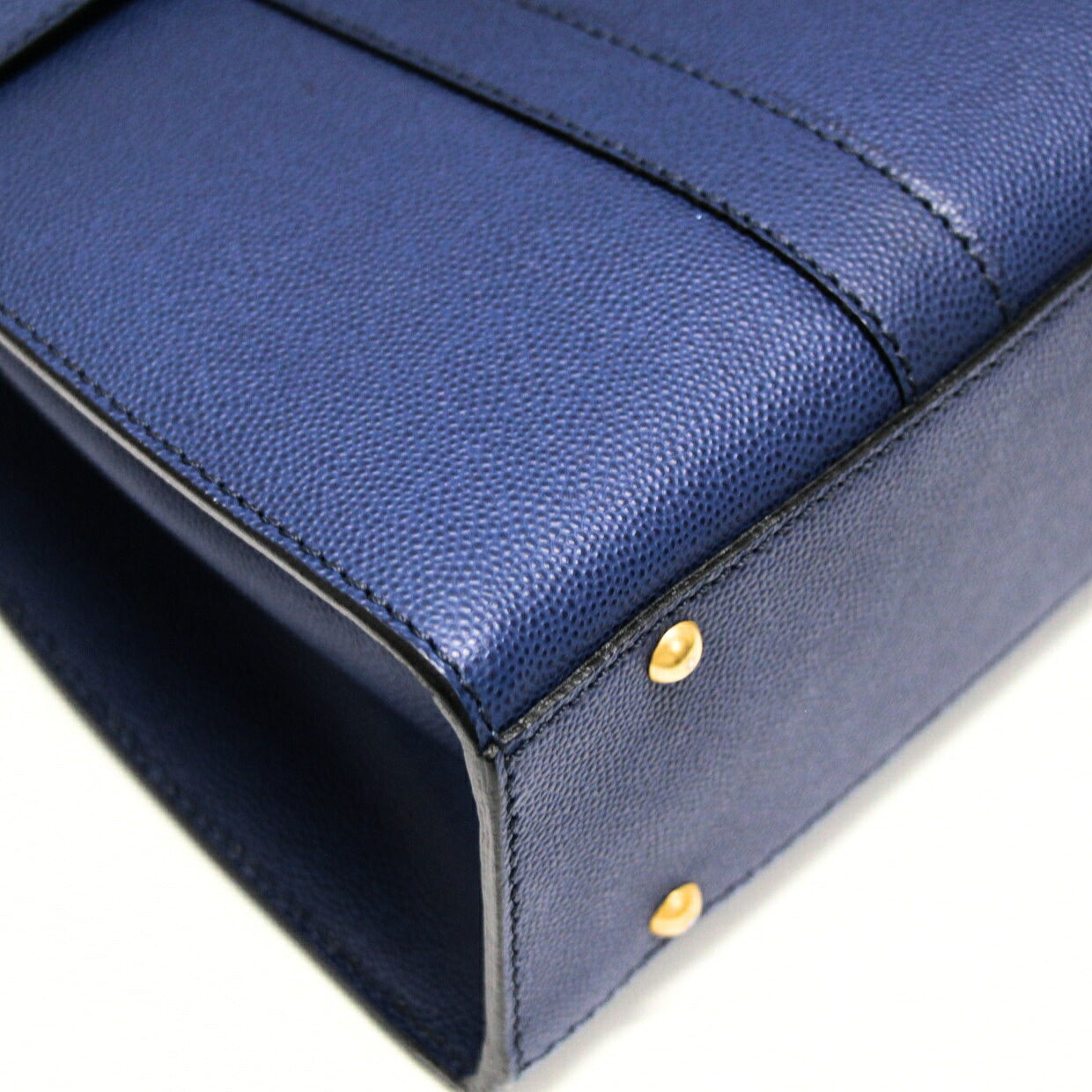 CELINE Vintage Triomphe Leather 2-Way Bag Blue Size ONE SIZE