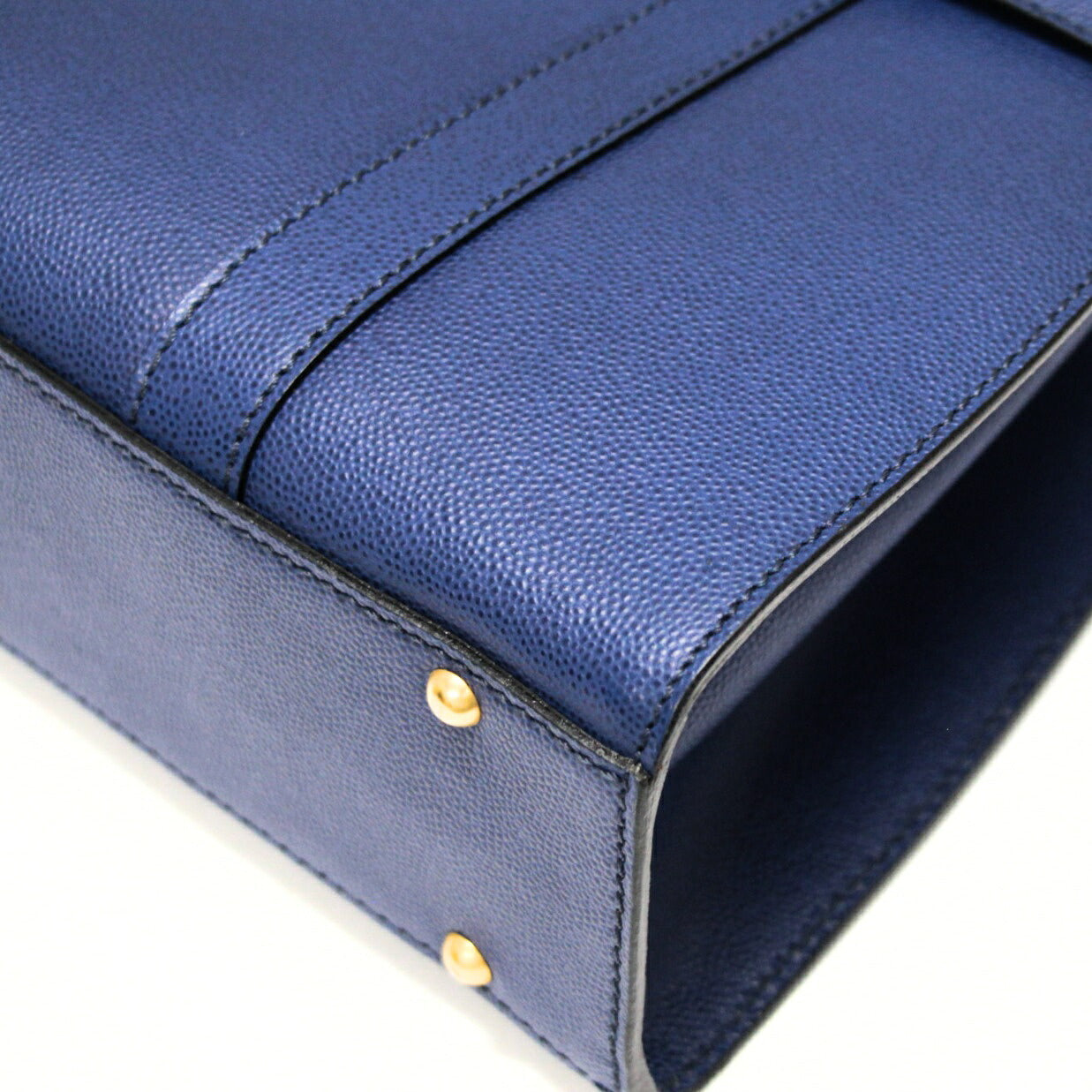 CELINE Vintage Triomphe Leather 2-Way Bag Blue Size ONE SIZE