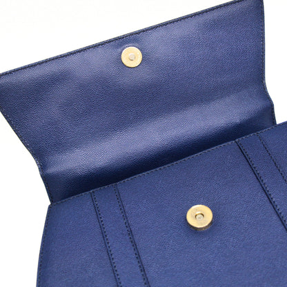 CELINE Vintage Triomphe Leather 2-Way Bag Blue Size ONE SIZE