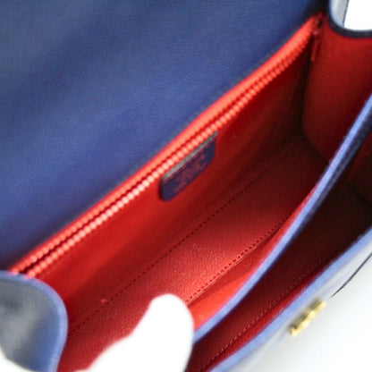 CELINE Vintage Triomphe Leather 2-Way Bag Blue Size ONE SIZE