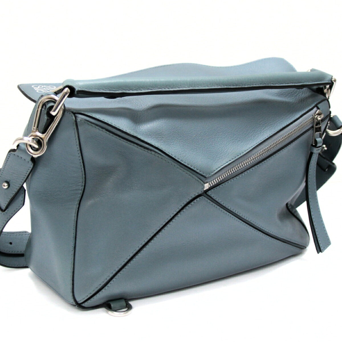 LOEWE Puzzle Medium Leather 2-Way Blue Gray Bag Size ONE SIZE