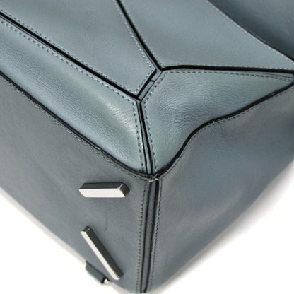 LOEWE Puzzle Medium Leather 2-Way Blue Gray Bag Size ONE SIZE
