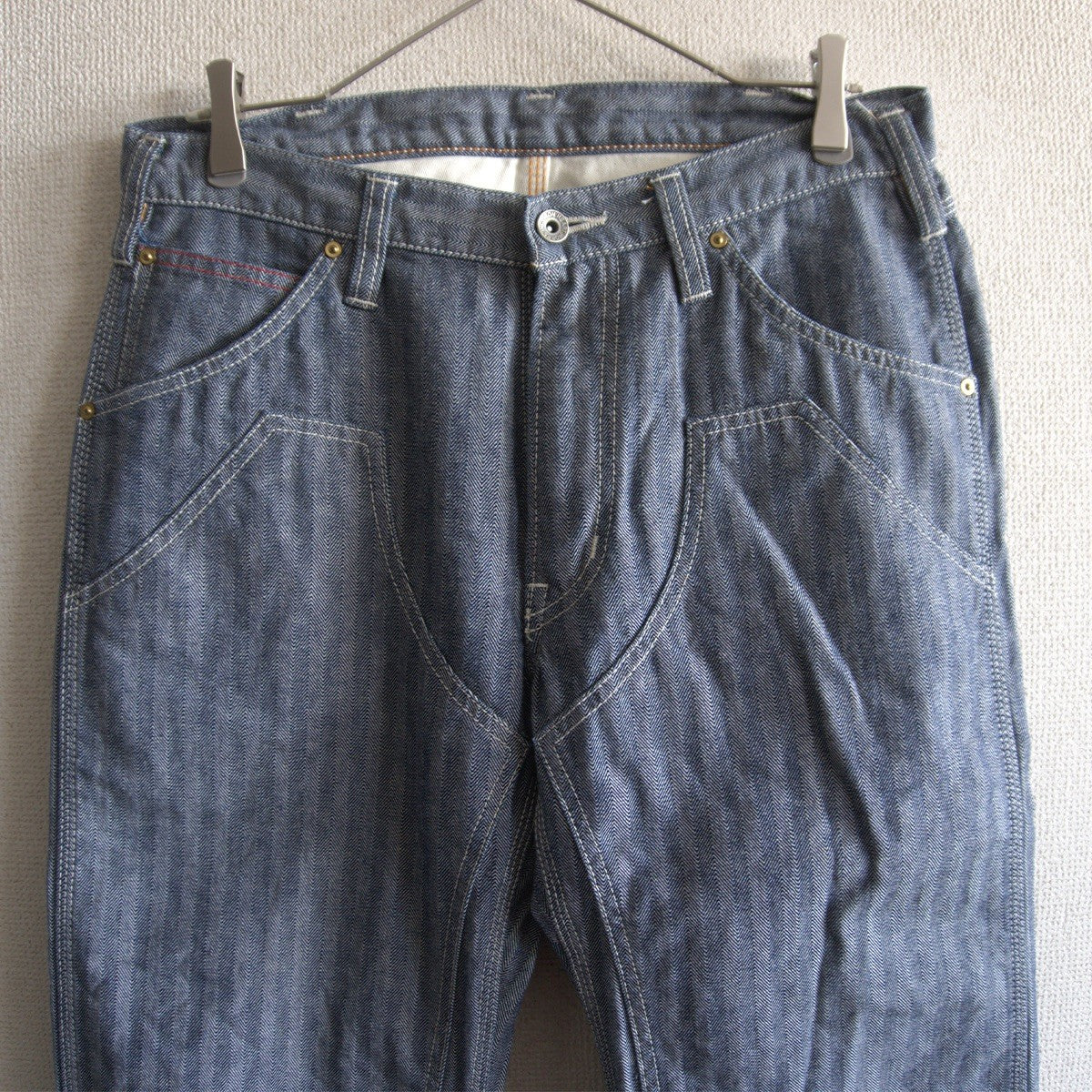 IRON HEART 10.5oz Herringbone Double Knee Jeans Size 33
