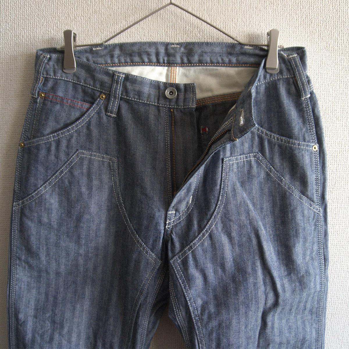 IRON HEART 10.5oz Herringbone Double Knee Jeans Size 33