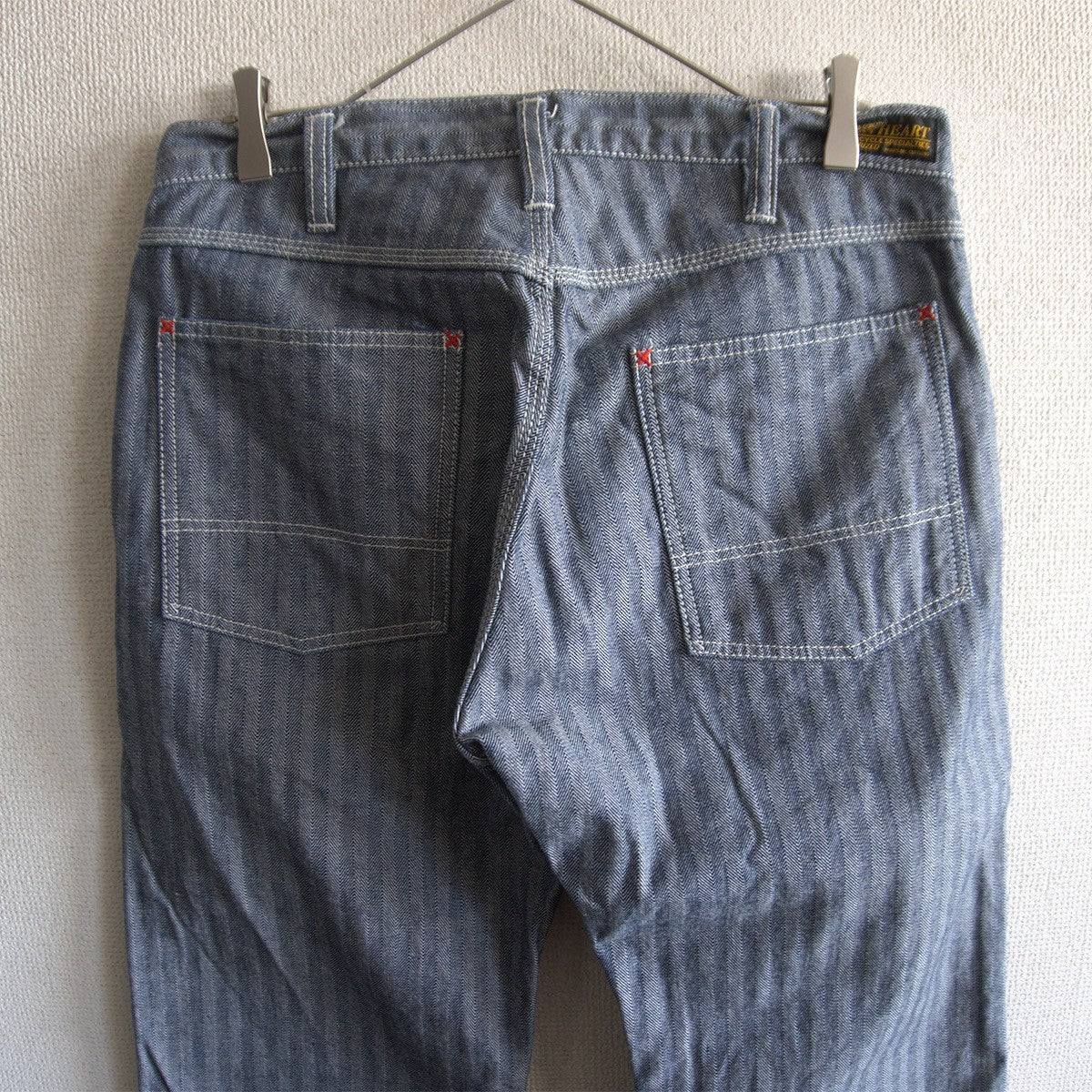 IRON HEART 10.5oz Herringbone Double Knee Jeans Size 33