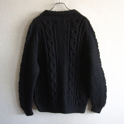 Inverallan Cable Knit Cardigan Sweater Black Size M