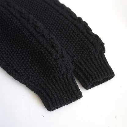 Inverallan Cable Knit Cardigan Sweater Black Size M