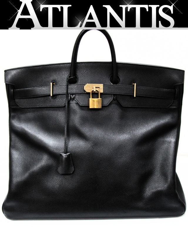 HERMES Haut à Courroies 55 Black Ardennes Leather Bag
