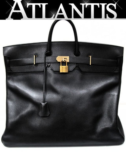 HERMES Haut à Courroies 55 Black Ardennes Leather Bag