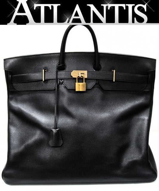 HERMES Haut à Courroies 55 Black Ardennes Leather Bag
