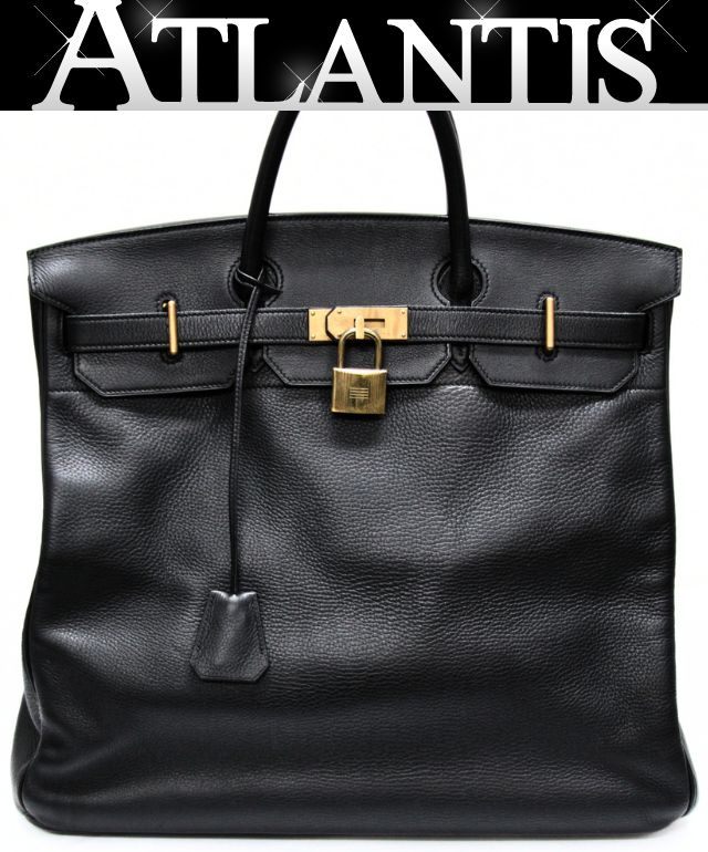 HERMES Haut à Courroies 45 GHW Black Clemence Bag
