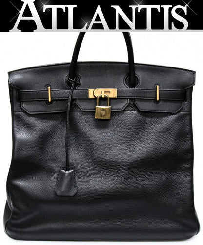HERMES Haut à Courroies 45 GHW Black Clemence Bag