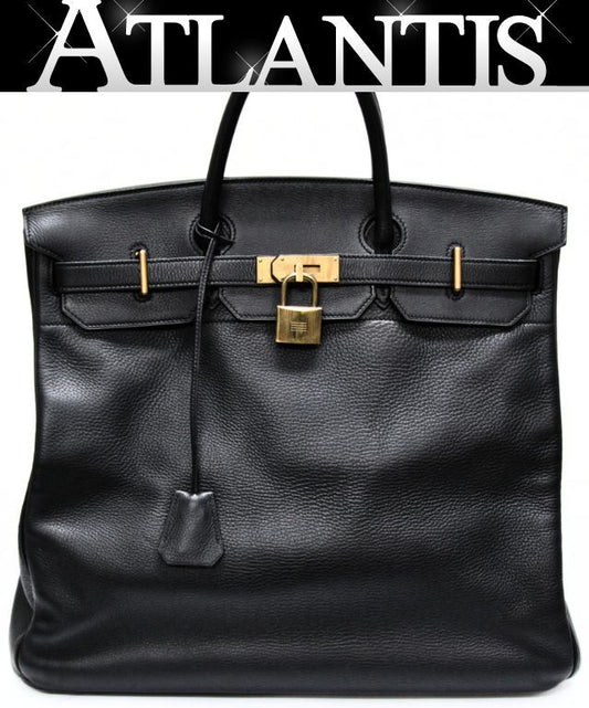 HERMES Haut à Courroies 45 GHW Black Clemence Bag