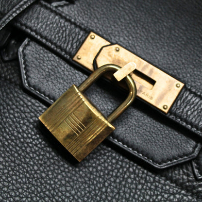 HERMES Haut à Courroies 45 GHW Black Clemence Bag