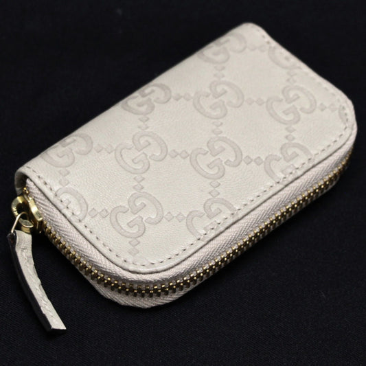 GUCCI Guccissima Leather Coin Case White Size ONE SIZE