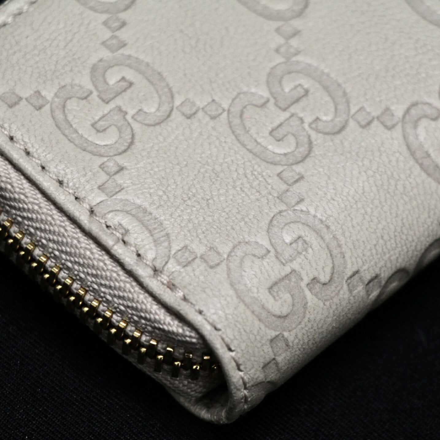 GUCCI Guccissima Leather Coin Case White Size ONE SIZE
