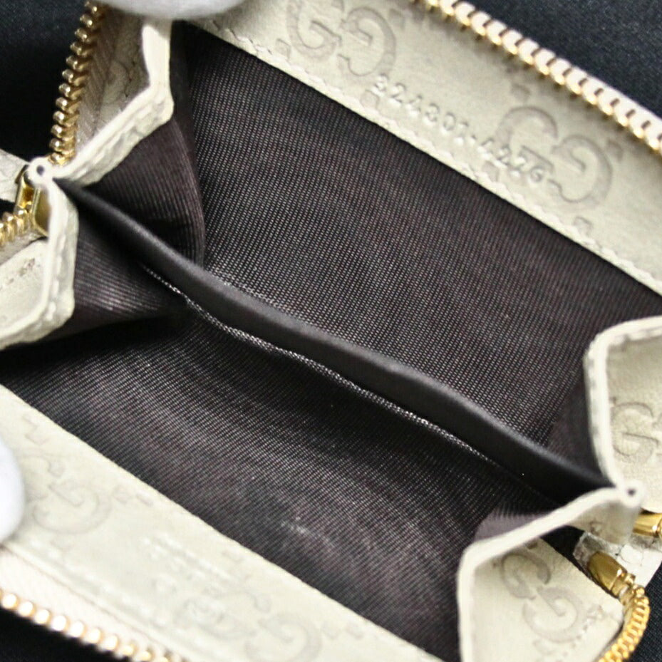 GUCCI Guccissima Leather Coin Case White Size ONE SIZE