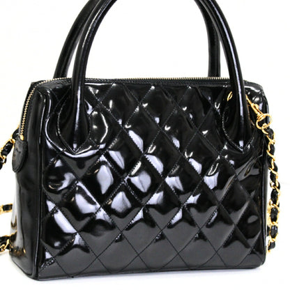 CHANEL Vintage Matelasse Patent Bag Black Size ONE SIZE