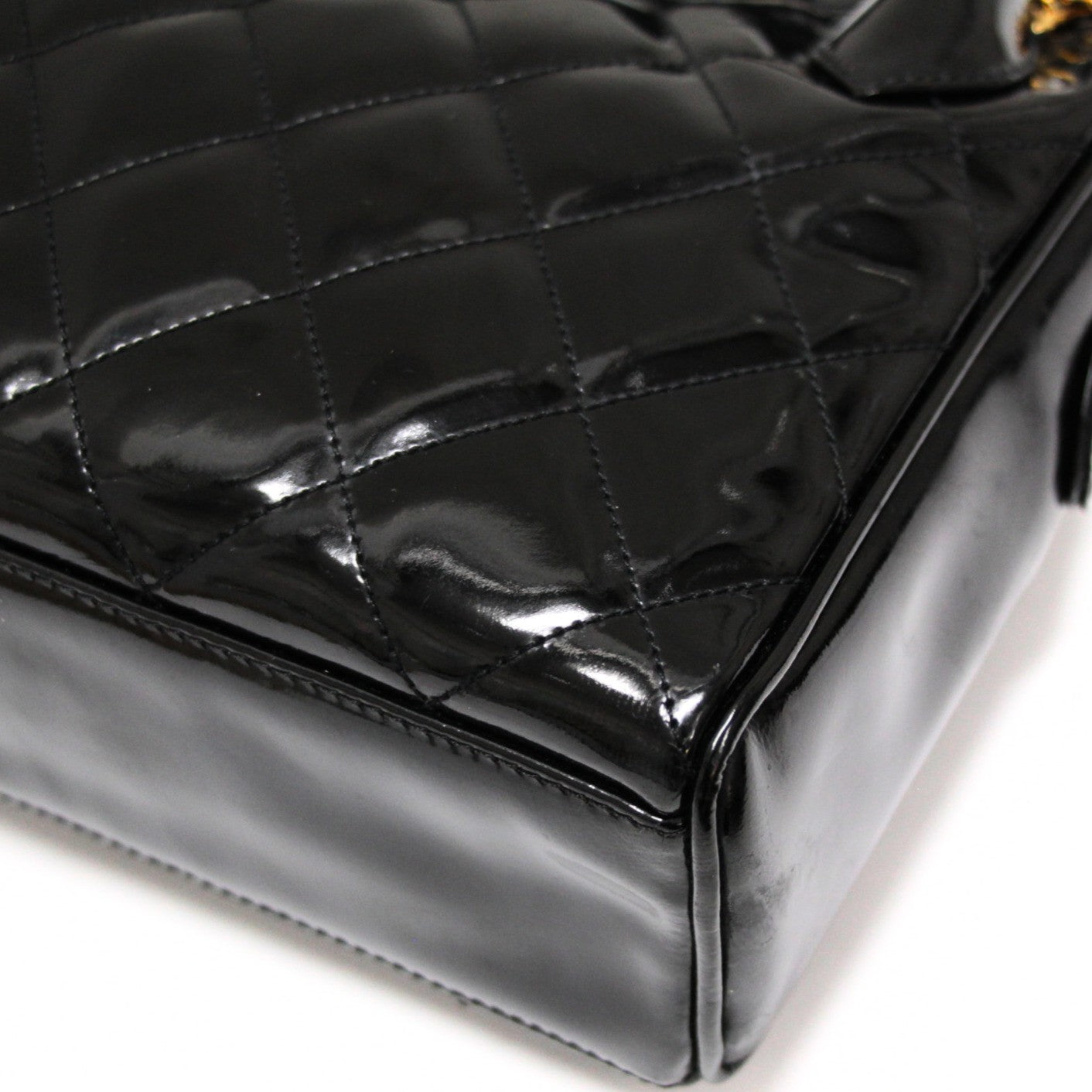 CHANEL Vintage Matelasse Patent Bag Black Size ONE SIZE