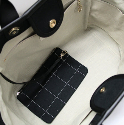 CHANEL Deauville GM Chocobar Canvas Bag Black Size ONE SIZE