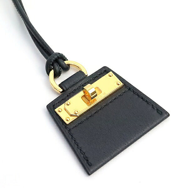 HERMES Mon Petit Kelly PM Swift Black Gold Necklace Size ONE SIZE