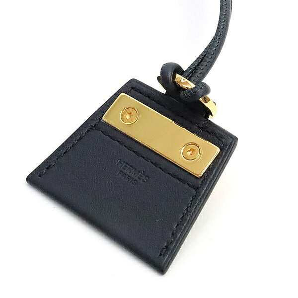 HERMES Mon Petit Kelly PM Swift Black Gold Necklace Size ONE SIZE