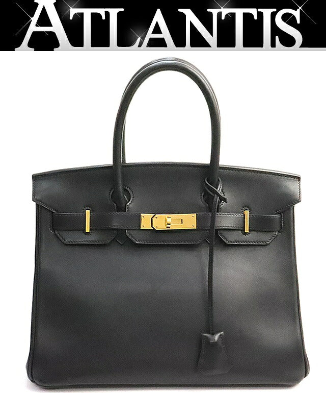 HERMES Birkin 30 Veau Gulliver Black Gold Handbag Size ONE SIZE