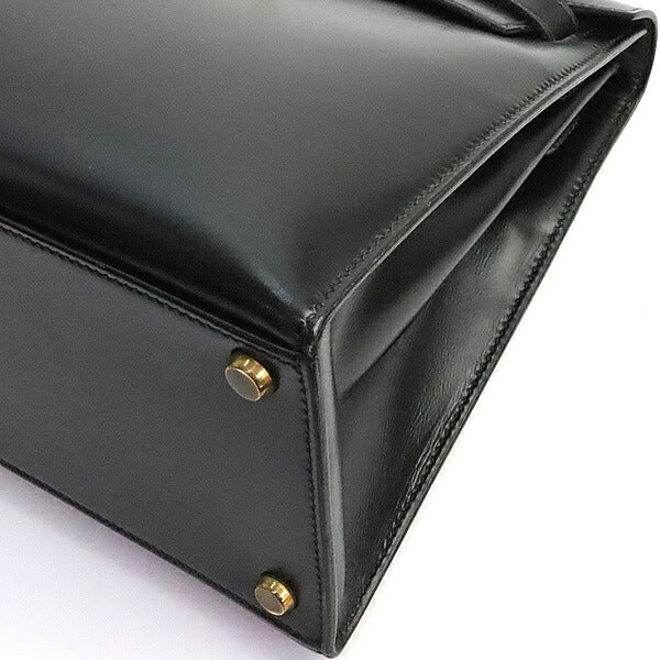 HERMES Vintage Kelly 28 Boxcalf Black GHW Handbag Size ONE SIZE