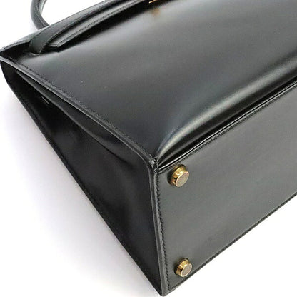 HERMES Vintage Kelly 28 Boxcalf Black GHW Handbag Size ONE SIZE