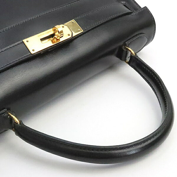 HERMES Vintage Kelly 28 Boxcalf Black GHW Handbag Size ONE SIZE