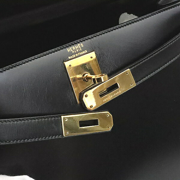 HERMES Vintage Kelly 28 Boxcalf Black GHW Handbag Size ONE SIZE