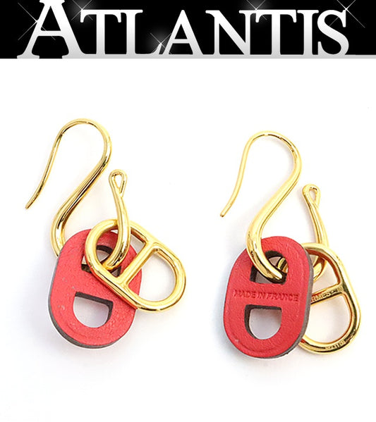 HERMES Double Chaine Earrings Bougainvillea Size ONE SIZE