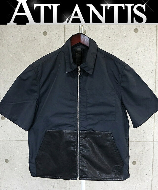 CHROME HEARTS Carpenter Leather Pocket Zip Shirt Size M
