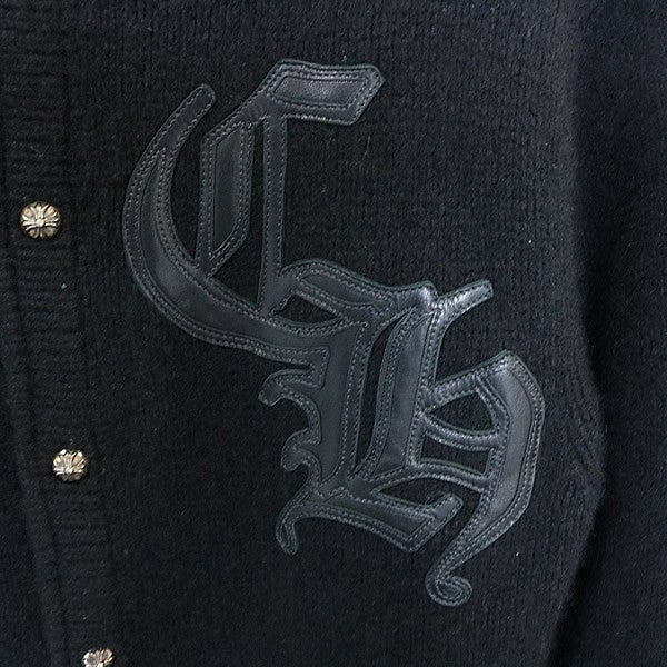 CHROME HEARTS CH Logo Leather Patch Cashmere Cardigan Size S