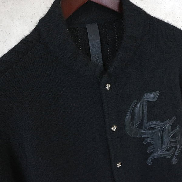 CHROME HEARTS CH Logo Leather Patch Cashmere Cardigan Size S