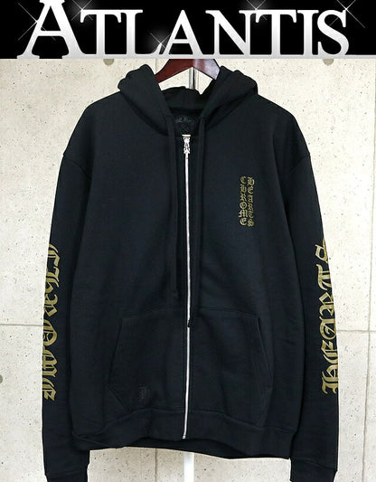 CHROME HEARTS Old English Logo Zip Hoodie Black/Olive Size L