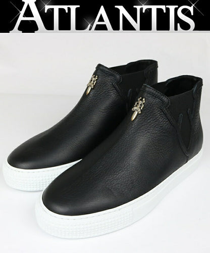 CHROME HEARTS MID TOP Dagger Leather Sneakers Black Size 37