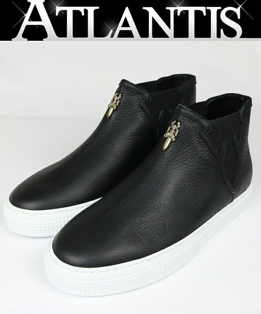 CHROME HEARTS MID TOP Dagger Leather Sneakers Black Size 37