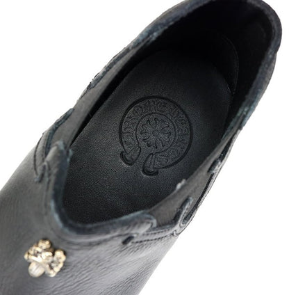 CHROME HEARTS MID TOP Dagger Leather Sneakers Black Size 37