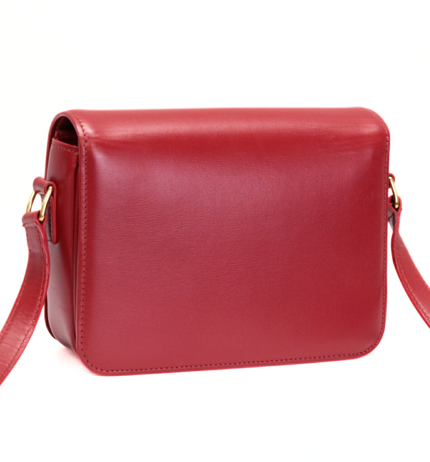 CELINE Teen Triomphe Shiny Calfskin Bag Red Size ONE SIZE