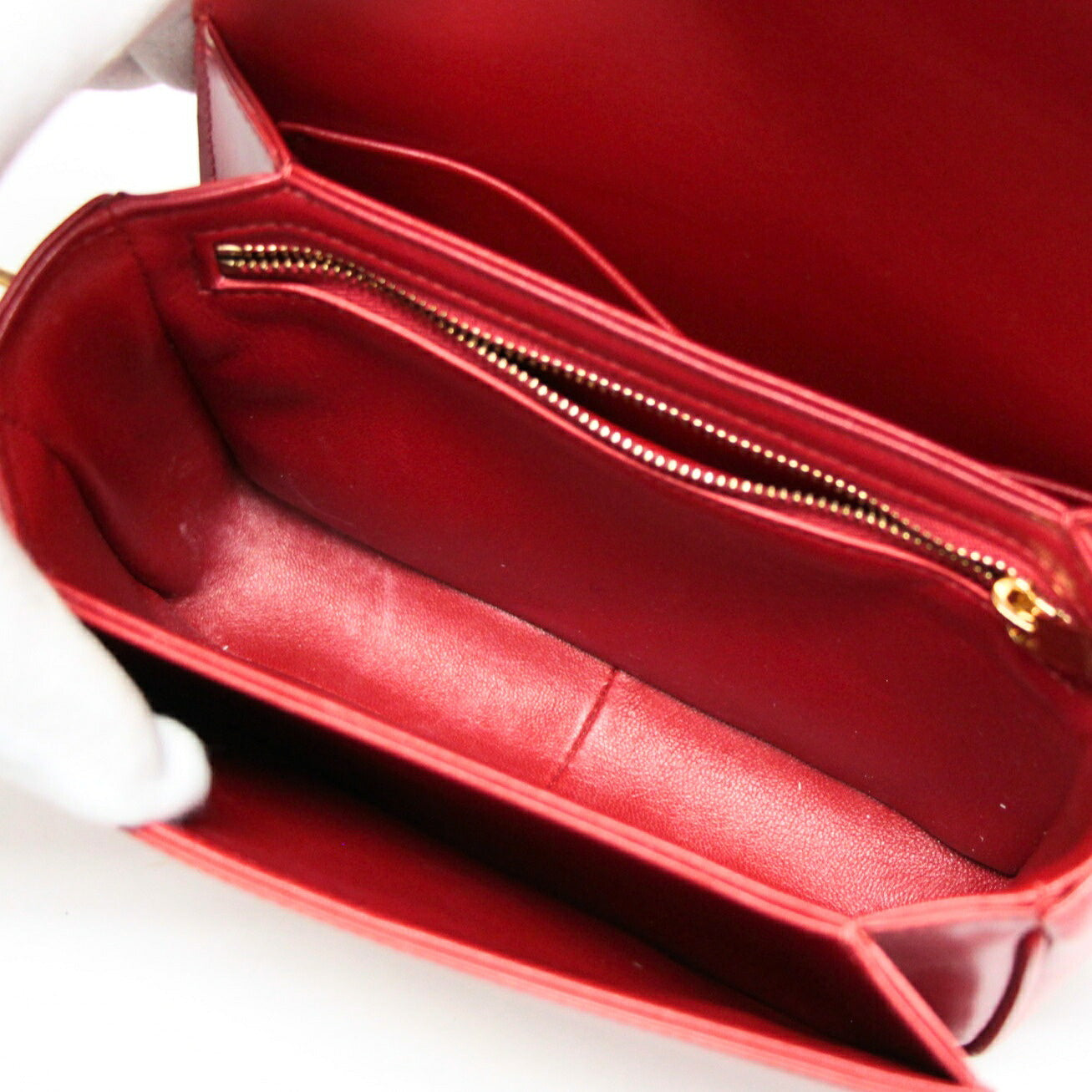 CELINE Teen Triomphe Shiny Calfskin Bag Red Size ONE SIZE