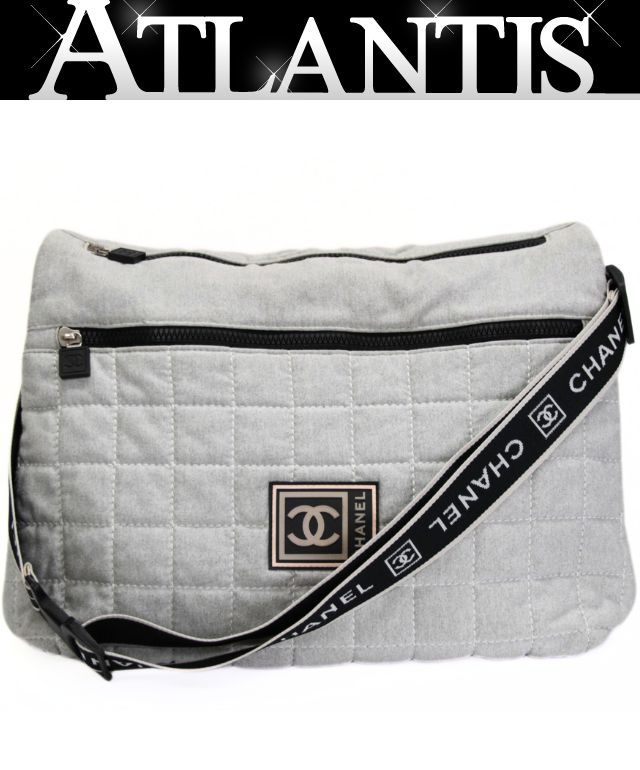 CHANEL Chanel Sport Chocobar Cotton Bag Gray Size ONE SIZE