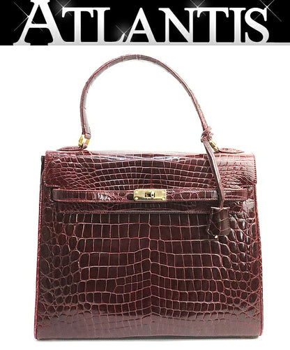 Luxury Real Crocodile Handbag Bordeaux GHW Size ONE SIZE