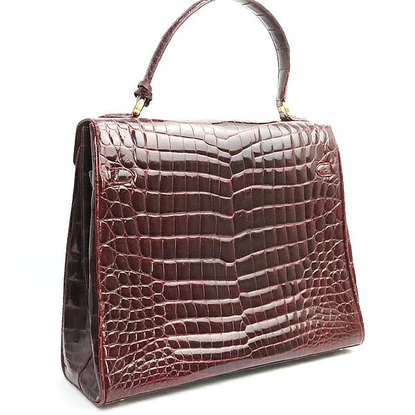 Luxury Real Crocodile Handbag Bordeaux GHW Size ONE SIZE