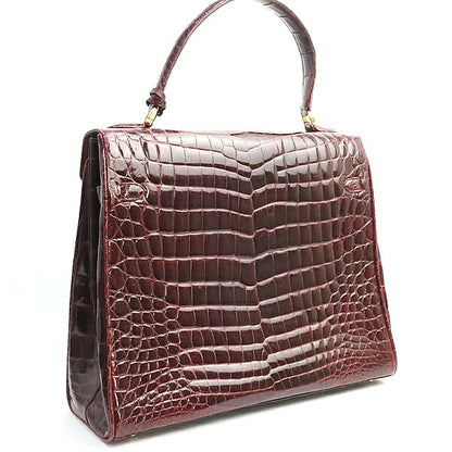 Luxury Real Crocodile Handbag Bordeaux GHW Size ONE SIZE